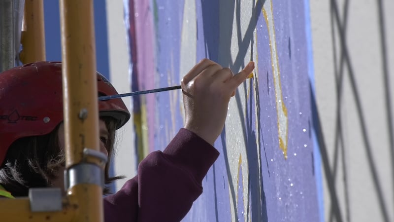 This week, community members painted two murals on the front face of Fairbanks City Hall.