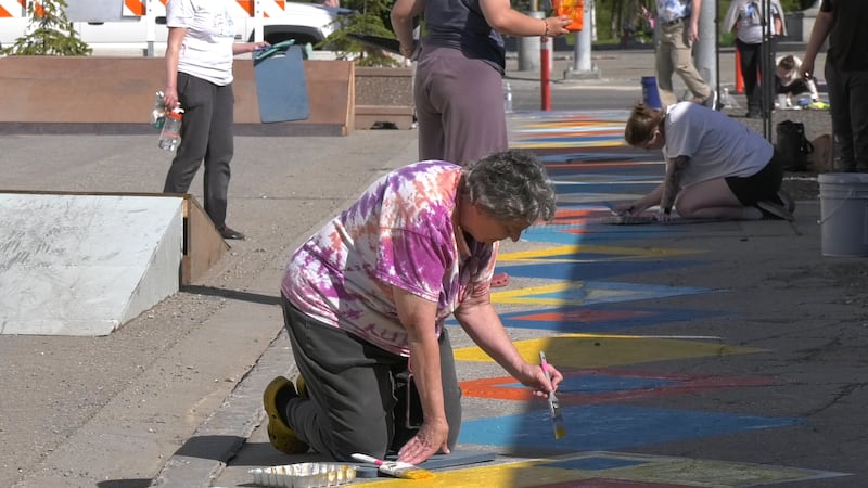 Two painting projects took place this weekend near Golden Heart Plaza.