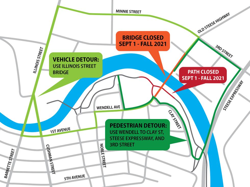 DOT has released a map showing vehicle and pedestrian detours during the closure of the...